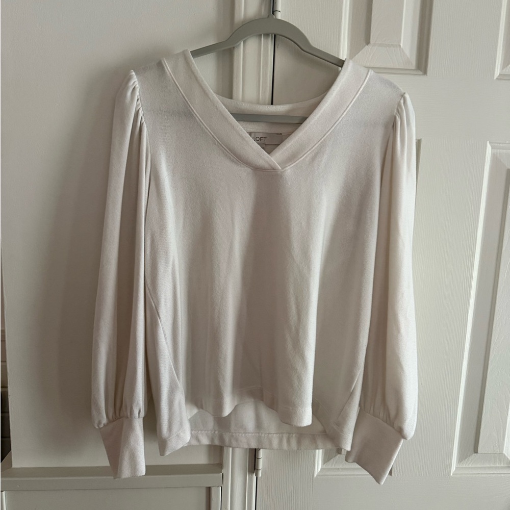LOFT Cream V-Neck Sweater
